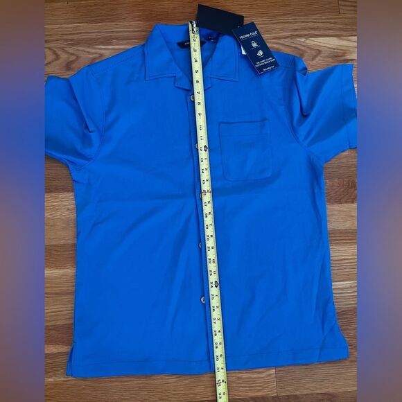 Kenneth Cole Mens Button-Up Shirt Short Sleeve Relaxed Fit Collared Blue Size M - Picture 8 of 12